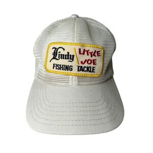 Vintage Lindy Fishing Little Joe Tackle Hat Snapback Trucker White‎ Mesh Patch